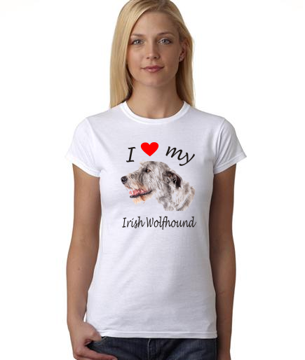 Dogs - I Heart My Irish Wolfhound on Womans Shirt